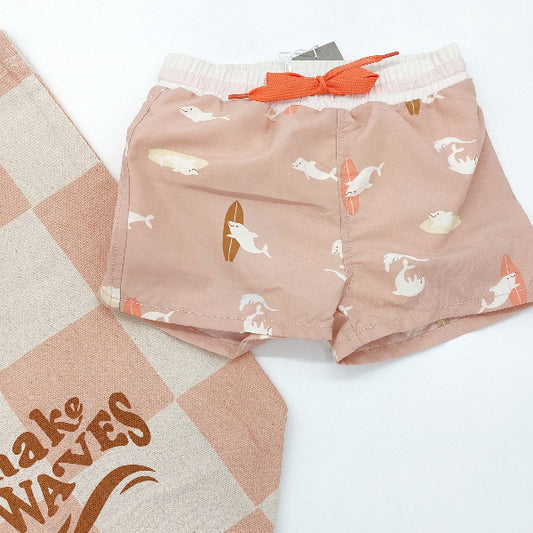 Badeshorts mit Windel rosa